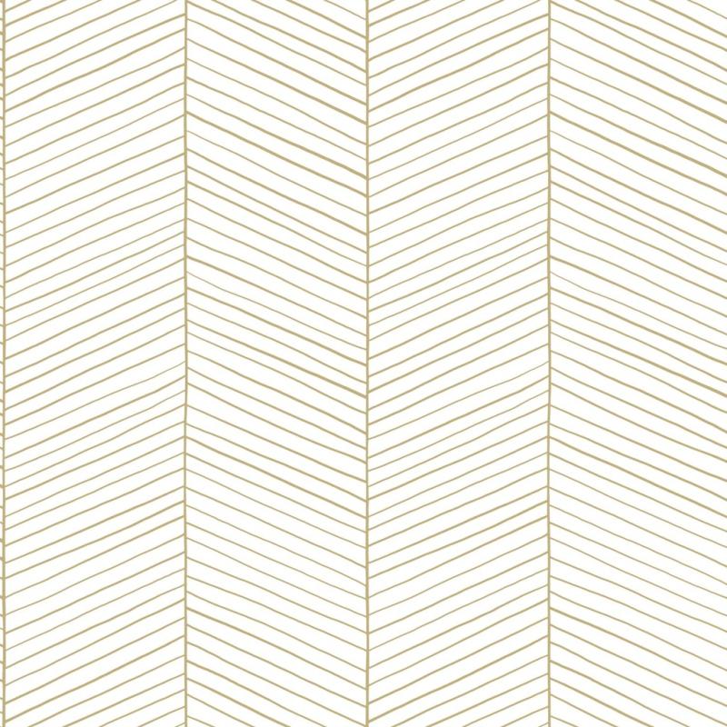 Papel tapiz Papel tapiz chevron blanco y oro - Decora Pro