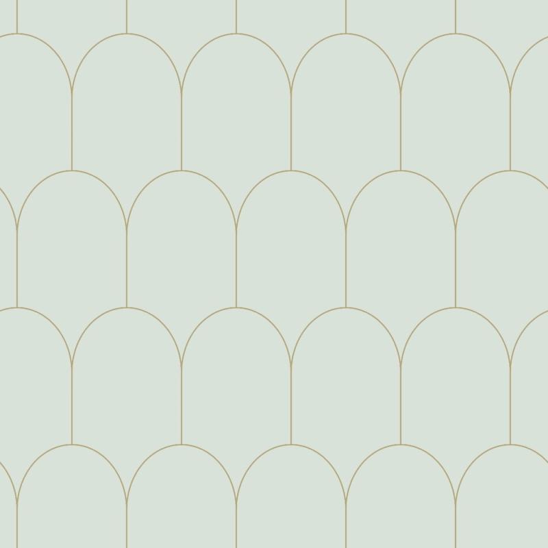 Papel tapiz Papel tapiz art deco menta verde claro y oro - Decora Pro