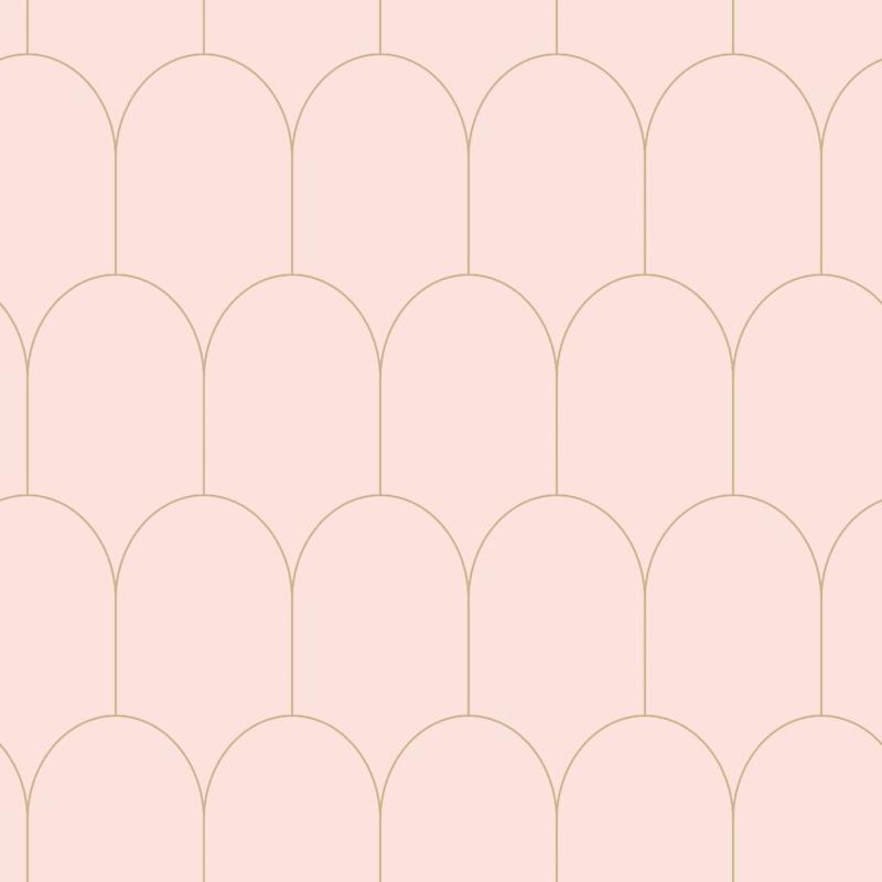 Papel tapiz art deco rosa suave y oro 156-139201