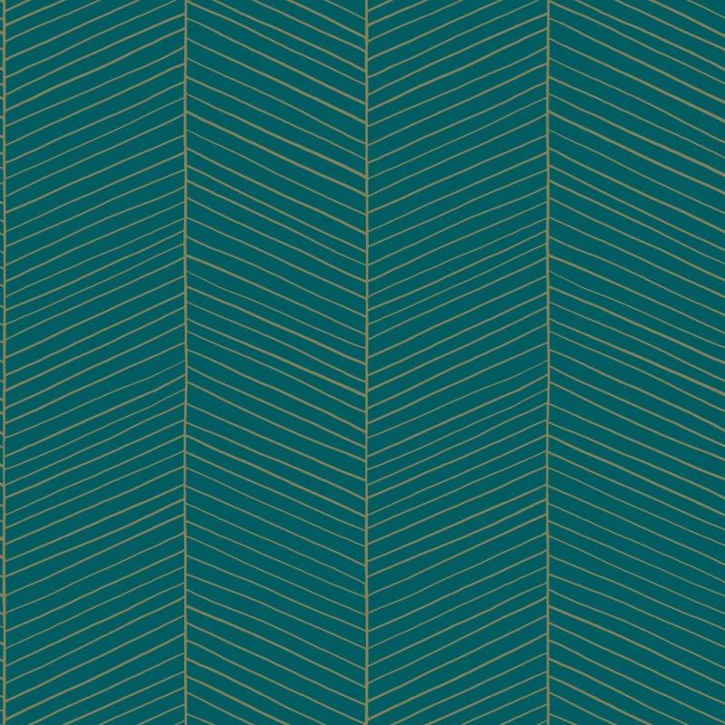 Papel tapiz Papel tapiz chevron verde esmeralda y oro 154-139200 - Decora Pro