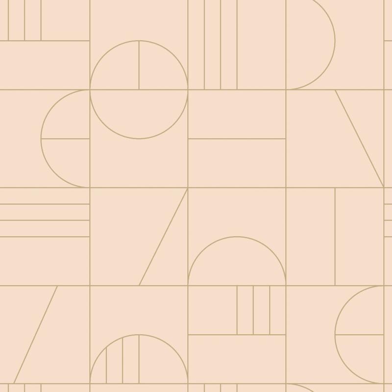 Papel tapiz Papel tapiz art deco rosa melocotón claro y oro - Decora Pro