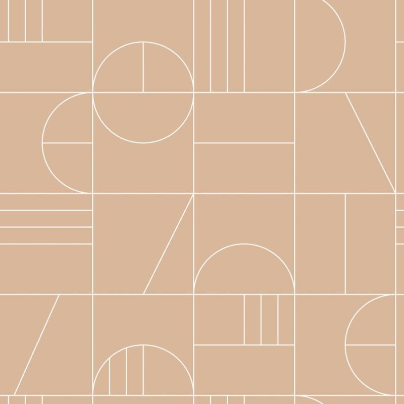 Papel tapiz art deco rosa melocotón y blanco
