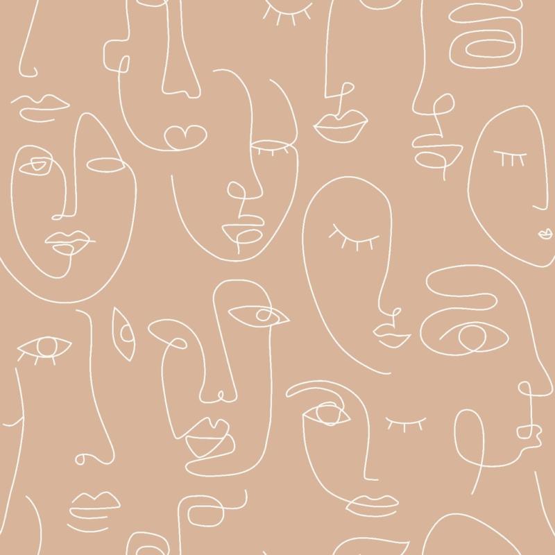 Papel tapiz Papel tapiz caras rosa melocotón y blanco - Decora Pro