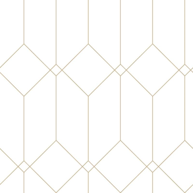 Papel tapiz Papel tapiz art deco blanco y oro 139223 - Decora Pro