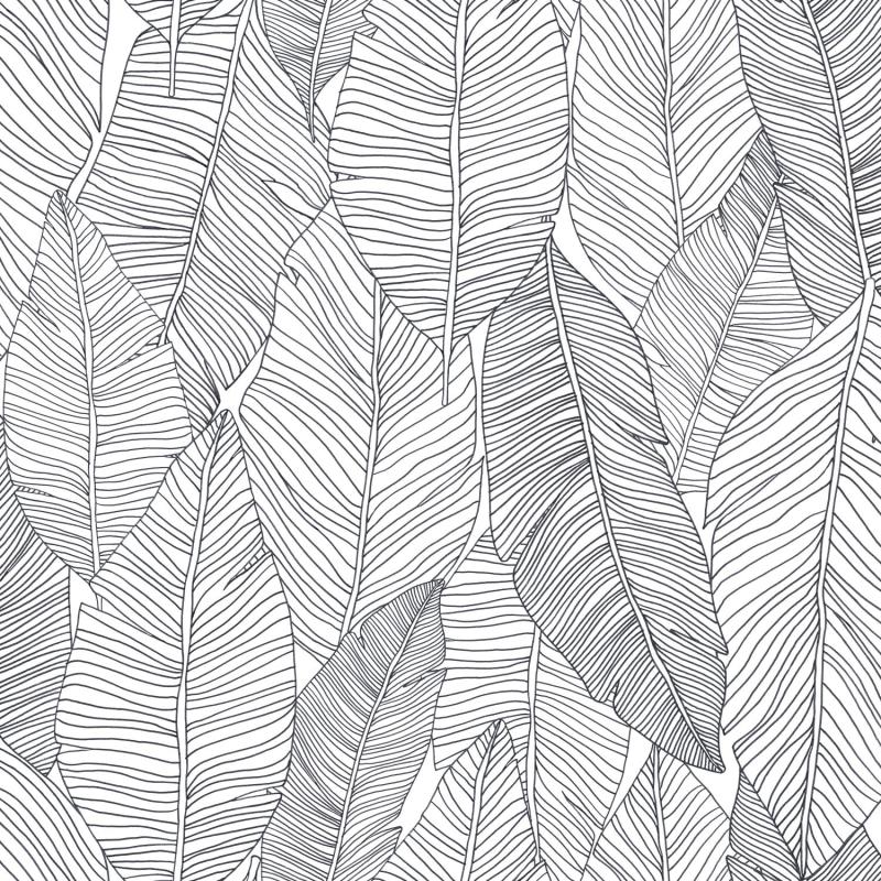 Papel tapiz Papel tapiz hojas dibujadas blanco y negro - Decora Pro