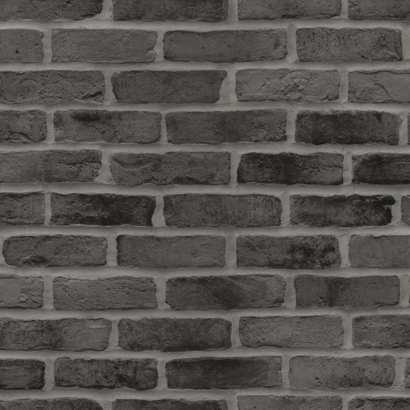 Papel tapiz Papel tapiz pared de ladrillos negro - Decora Pro