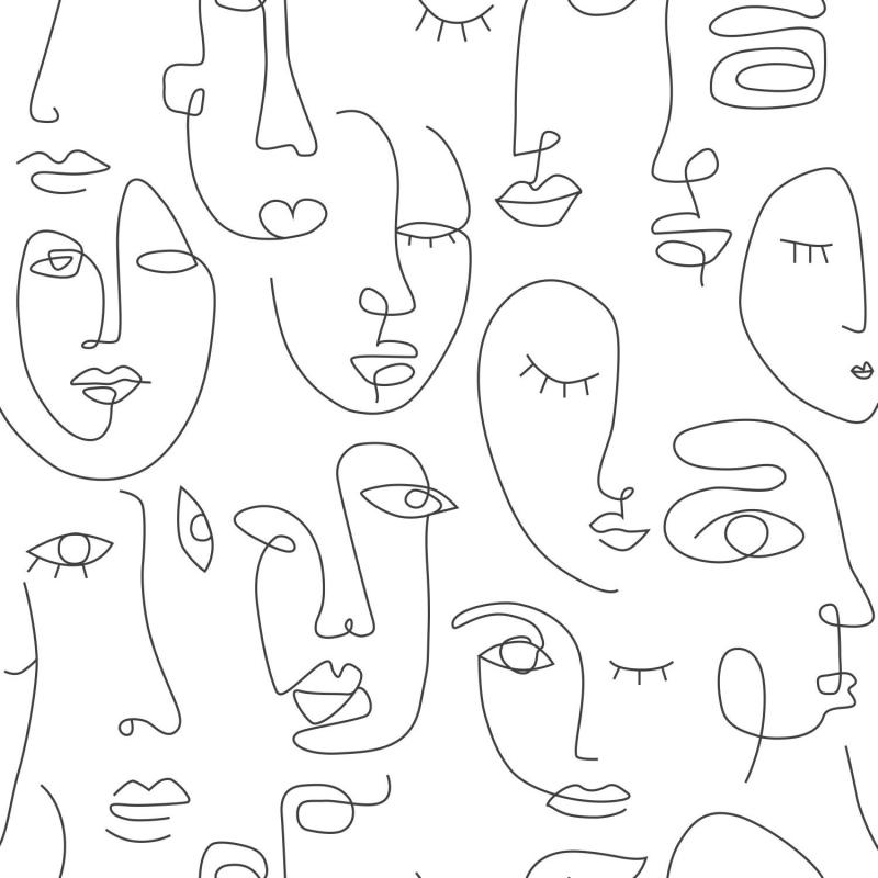 Papel tapiz Papel tapiz caras blanco y negro - Decora Pro