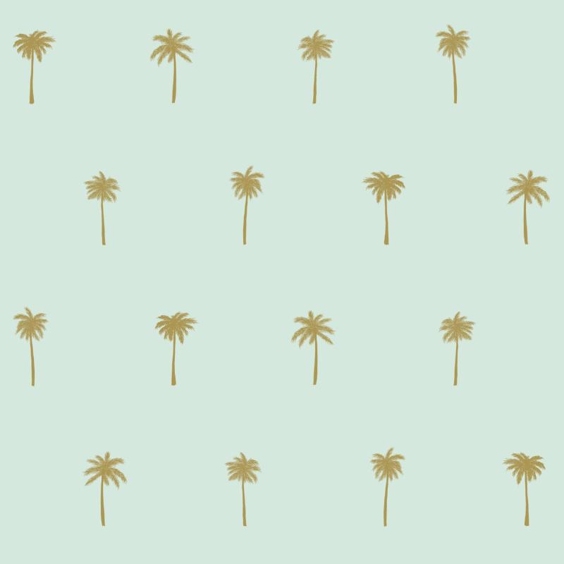 Papel tapiz Papel tapiz palmeras menta verde y oro - Decora Pro