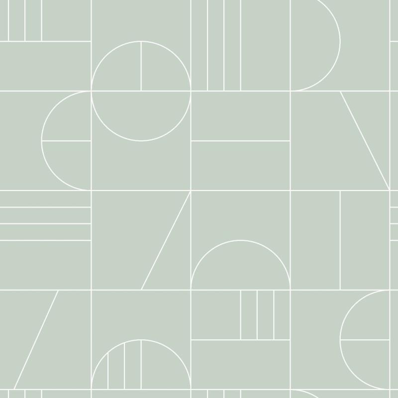 Papel tapiz art deco menta verde y blanco