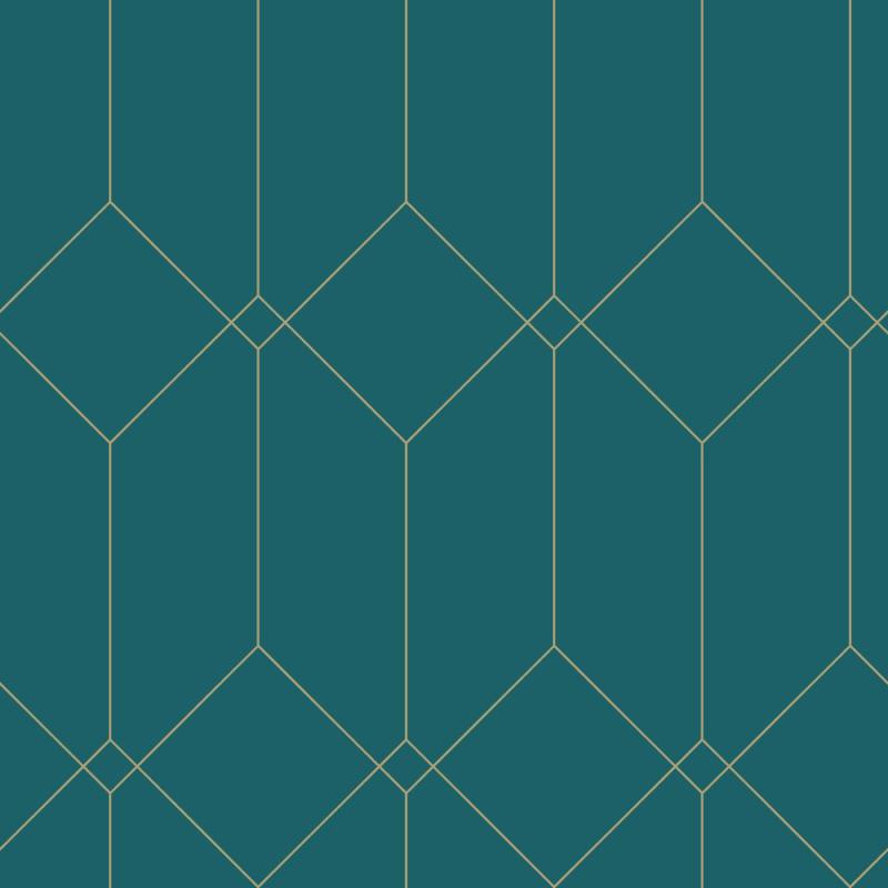 Papel tapiz art deco oro, verde y azul