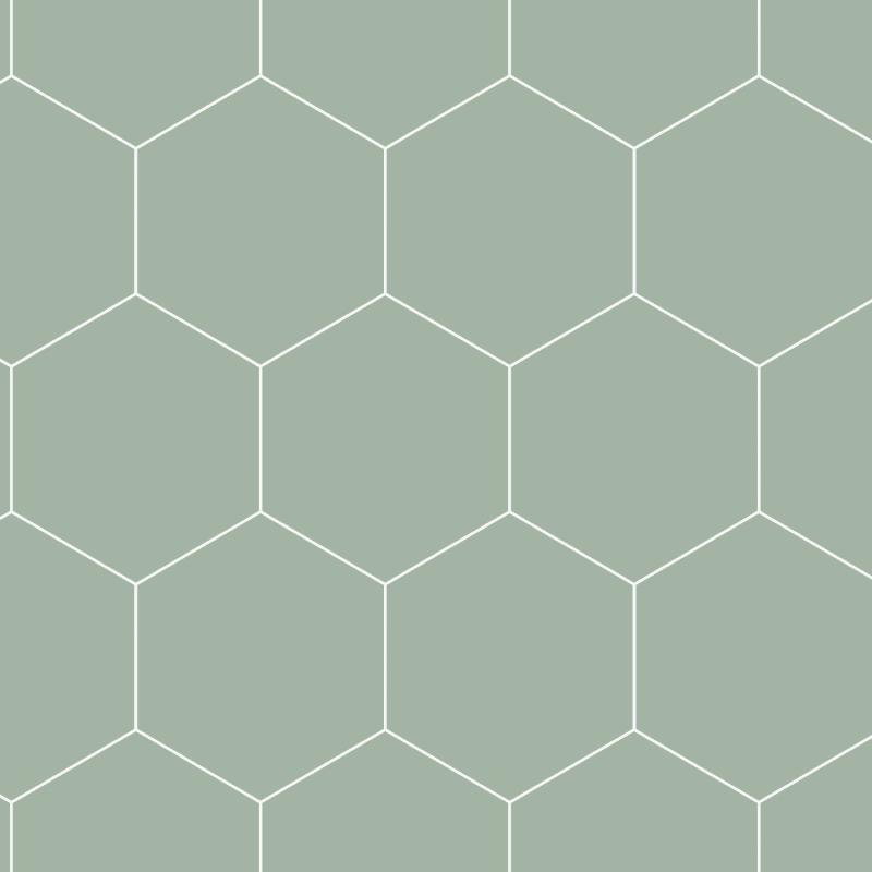 Papel tapiz Papel tapiz con estampado hexagonal verde grisáceo y blanco - Decora Pro