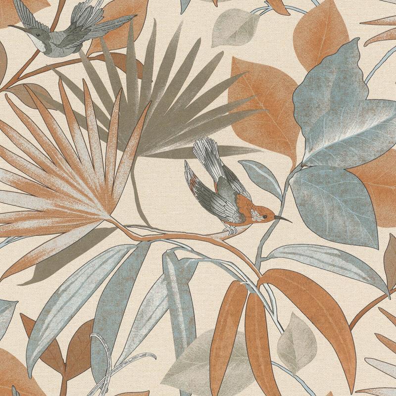Papel tapiz Papel Tapiz Emil & Hugo Colección Sakura ELDORADO CARAMEL-BLUE JEANS-ORANGE 291550 - Decora Pro